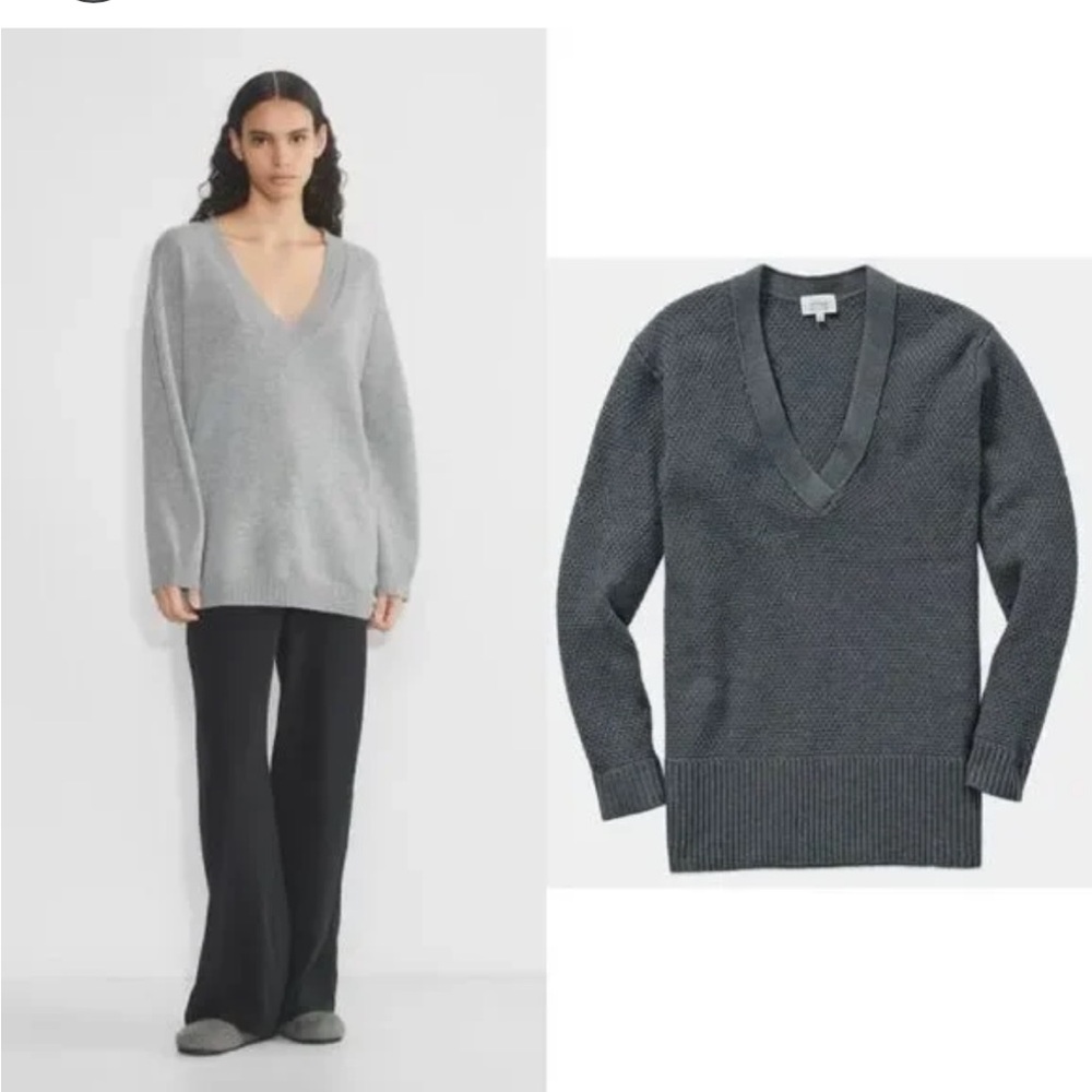 Aritzia Wilfred‎ Serret Sweater Dark Gray 100% Merino Wool Pockets Size Small